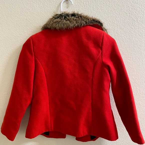 George Kids Scarlet Pea Coat with Faux Fur Trim - Picture 4 of 4